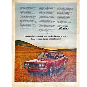 Toyota Corona Vintage Print Ad 1970 Retro Toyota Memorabilia Photo Ad Vtg Cars Toyota Corona Collector Ad Vintage Automobile Photo Ads