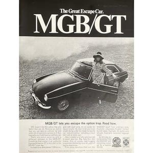 Vintage Print Ad MGB/GT Car 1968 Original Magazine Advertising Vintage Car Retro Magazine Print Man Cave Wall Art Garage Car Model