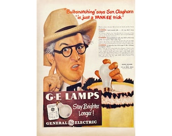 GE Lightbulbs Vintage Print Ad 1947 Original Magazine Advertising Ephemera Household Ads Retro Magazine Print Scrapbooking Retro Wall Decor