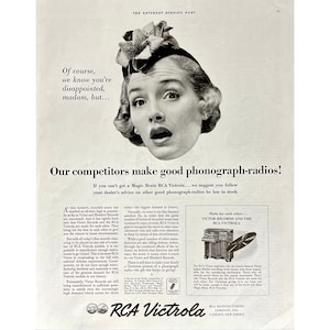 1941 RCA Phonograph Radios Vintage Print Ad Retro Victrola Memorabilia High Fidelity Record Player Console Radios Collector Advertisement