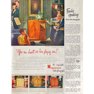 Magnavox Radio Phonograph Vintage Print Ad 1947 Vintage Radio Memorabilia Ad Mid Century Modern Radio Photo Retro Console Phonograph Ad