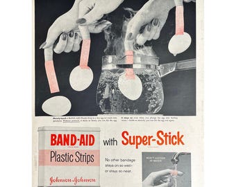 Band-Aid Bandages 1954 Vintage Print Ad Magazine Retro Band Aid Ad Vintage Johnson & Johnson Memorabilia Band Aids Vintage Health Care Ads