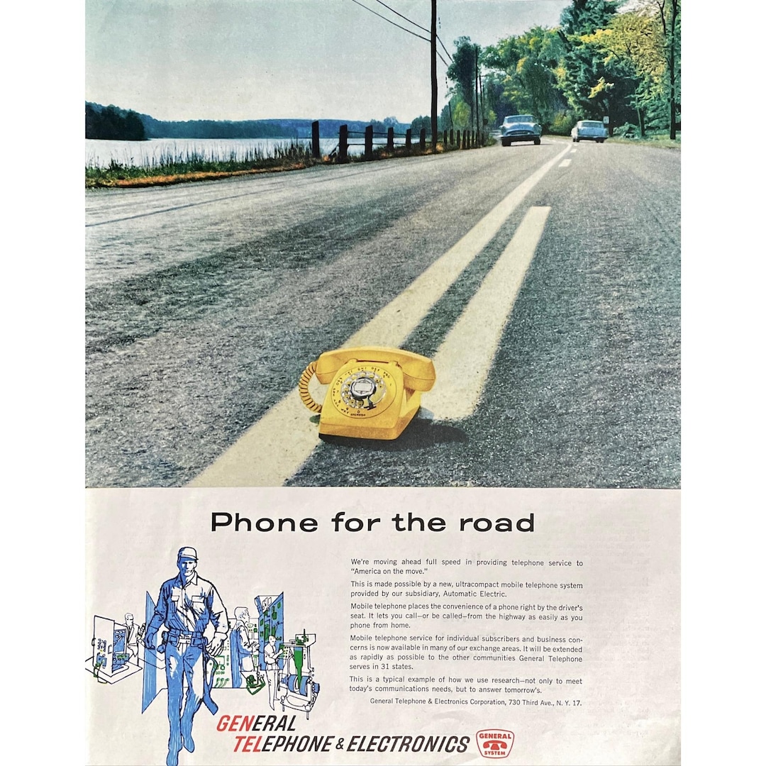 General Telephone 1959 Vintage Print Ad Retro Car Mobile Telephone ...