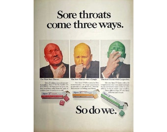 Spec-T Cough Drops Vintage Print Ad 1968 Original Magazine Healthcare Advertising Print Scrapbooking Retro Wall Art Bathroom Vintage Ads
