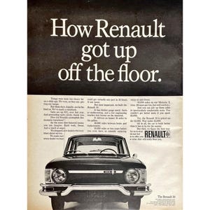Renault Automobiles 1967 Vintage Print Ad Retro Car Memorabilia Renault Photo Ad Retro Automobile Ads Mid Century Modern Car Advertisement