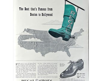 Regal Shoes 1942 Vintage Print Ad Retro Men's Shoe Memorabilia Fashion Ads 1940's Shoe Advertisement Vintage Regal Shoes Company Collectible