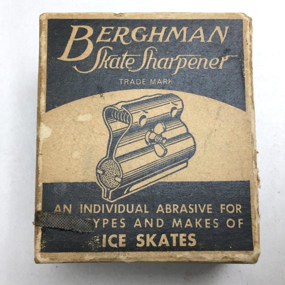 Vintage Metal Ice Skate Sharpener Berghman Abrasive Metal Skate Blade Sharpening Tool