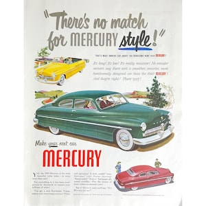 1949 Ford Mercury Vintage Print Ad Mercury Cars Memorabilia Antique Autos Ad Ford Car Collectors Photo Ad Cold War Era Mercury Picture Ad