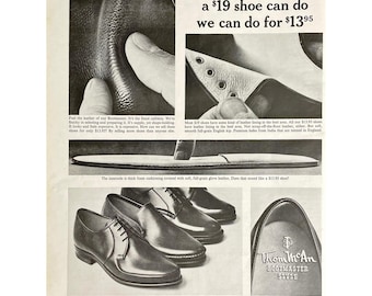 Thom McAn Men's Shoes 1963 Vintage Print Ad Retro Men's Fashion Memorabilia Shoe Advertisement Collector