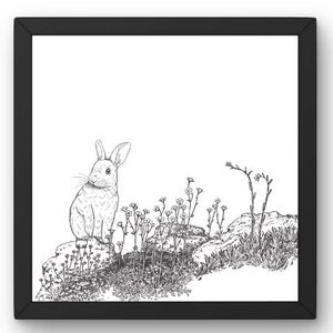 Rabbit Black and White Wall Art Minimalist Nature Artwork Black & White Rabbit Image Printable Wall Art Gift Simple Rabbit Print Botanical