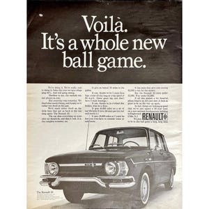 Renault Automobile Vintage Print Ad 1967 Renault 10 Memorabilia Retro Car Ads Vintage Car Advertisement Retro Garage Man Cave Wall Art