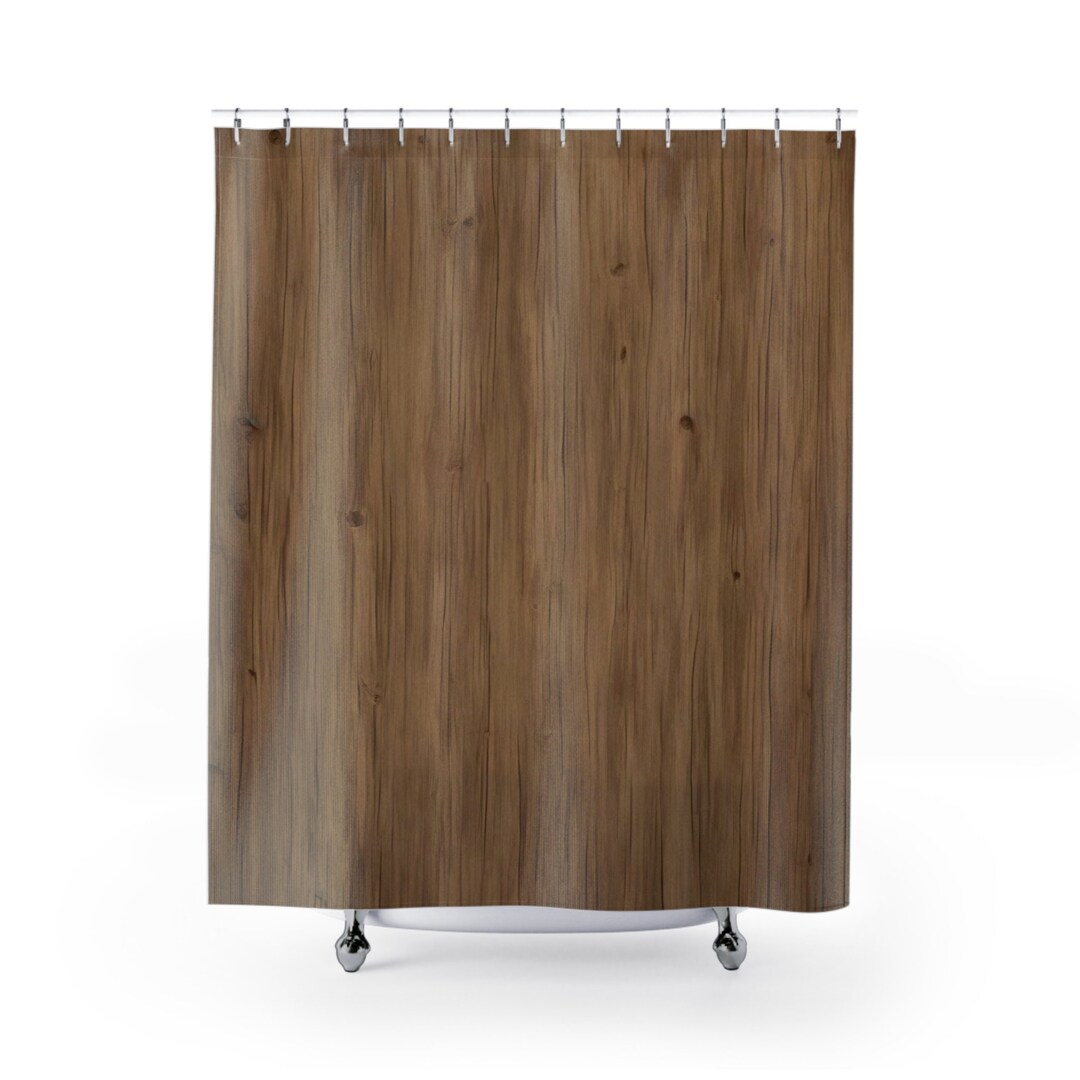 Wood Look Shower Curtain Rustic Bathroom Decor Brown Shower Etsy