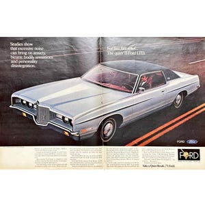 1971 Ford LTD Vintage Print Ad 1970 Original Magazine Advertisement Vintage Car Ads Retro Automobile Ads Old Ford Car Ad Man Cave Wall Art
