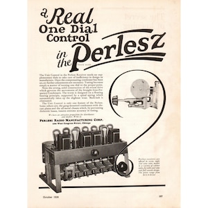 1926 Perlesz Radio Receiver Vintage Magazine Print Ad Antique Radio Dial Control Vintage Radio Communications Memorabilia Perlesz Photo