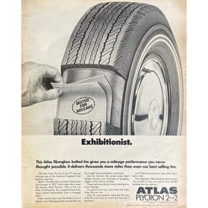 1970 Atlas Car Tires Vintage Print Ad Retro Automobile Tire Photo Ad Plycron Style Car Tires 1970&#39;s Car Accessories Memorabilia Collector