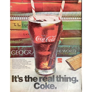 Coca Cola Vintage Print Ad 1970 Coke It&#39;s The Real Thing Memorabilia Soda Ad Retro Coca-Cola Photo Advertisement Mid Century Modern Soda Ads