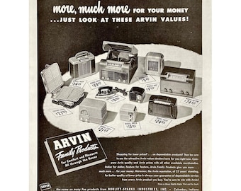 Arvin Home Products Vintage Print Ad 1947 Retro Appliances Ad Memorabilia Mid Century Modern Household Products Advertisement 1940's