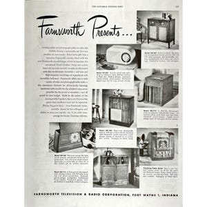 Farnsworth TV & Radios Vintage Print Ad 1947 Retro TV Advertisement VTG Radio Ad Mid Century Modern Radio Memorabilia Television Wall Art