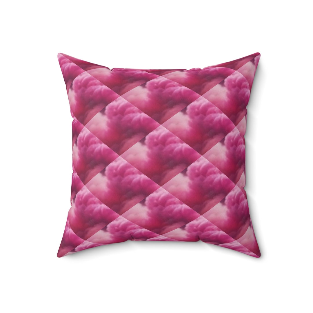 Puffy Pink Clouds Pillow Abstract Print Pink Square Pillow Etsy