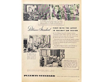 Pullman Standard Train Vintage Print Ad 1947 Original Magazine Advertising Ephemera Retro Magazine Print Scrapbooking Train Ad Wall Decor