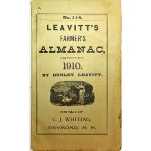 Vintage 1910 Leavitt&#39;s Farmer&#39;s Almanac by Dudley Leavitt No. 114 Farming Memorabilia Weather Collectible Book Vintage Almanacs