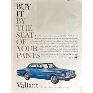 Chrysler Valiant Vintage Print Ad 1960 Original Magazine Retro Automobile Ad Blue Valiant Memorabilia Vintage Car Advertisement Chrysler
