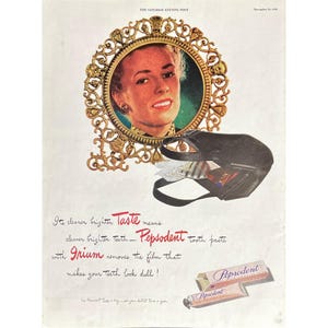 Pepsodent Toothpaste Vintage Print Ad 1945 Dental Health Advertisement Retro Toothpaste Ad Pepsodent Memorabilia 1940&#39;s Tooth Paste Ads