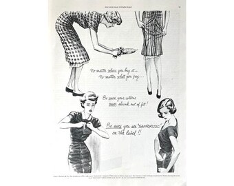 Vintage Print Ad Sanforized Fabric 1951 Original Magazine Advertisement 1950's Retro Women's Clothing Ad Vintage Fabric Clothes Ads
