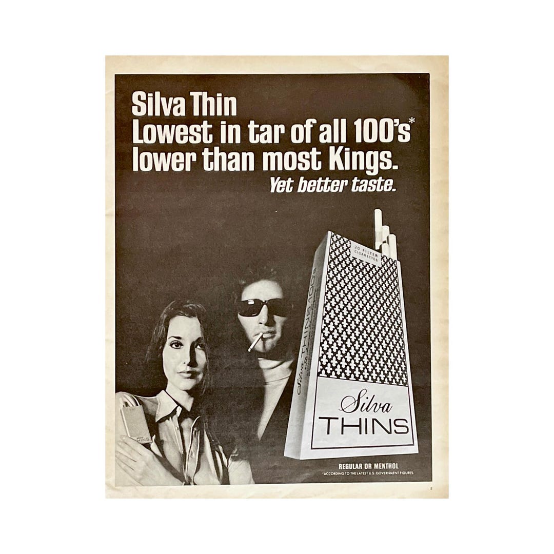 Vintage Print Ad Silva Thin Cigarettes 1970 Original Magazine vintage-print-ad-silva-thin-cigarettes-1970-original-magazine