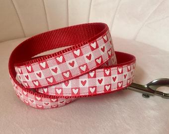 Hearts in Red Plaid Dog Leash