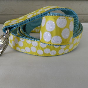 White Sparkle Dots on Yellow Dog Leash