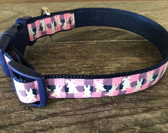 Easter Bunnies on Plaid Dog Collar