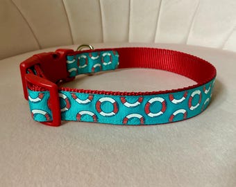 Nautical Life Preservers Dog Collar