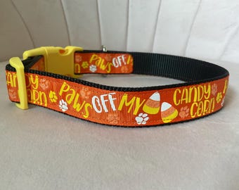 Paws Off My Candy Corn Dog Collar