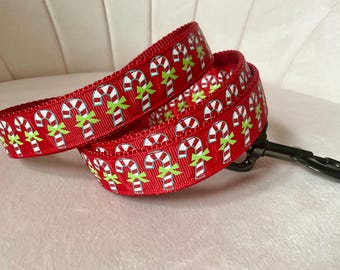 Christmas Candy Canes on Red Dog Leash