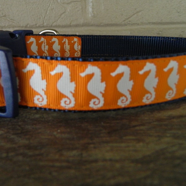 Nautical Seahorse Dog Collar