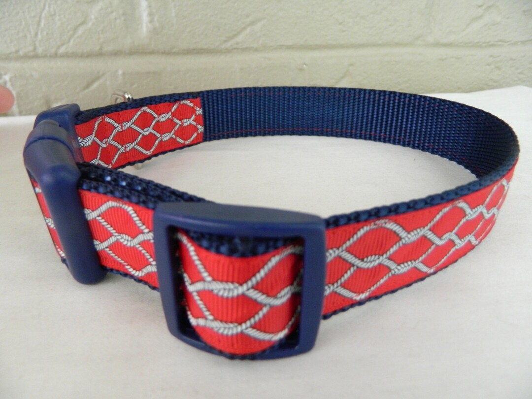 Red Nautical Rope Dog Collar - Etsy