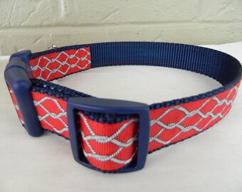 Red Nautical Rope Dog Collar