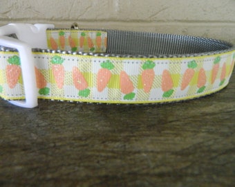 Easter Carrots on Buffalo Plaid Dog Collar