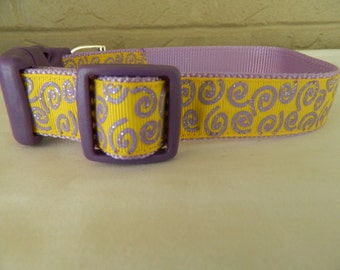 Lavender on Yellow Sparkle Wonkie Dog Collar