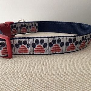 Patriotic Flag Dog Paws Dog Collar