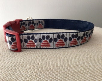 Patriotic Flag Dog Paws Dog Collar