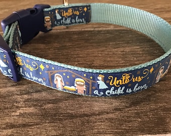 Unto Us A Child is Born Christmas Dog Collar