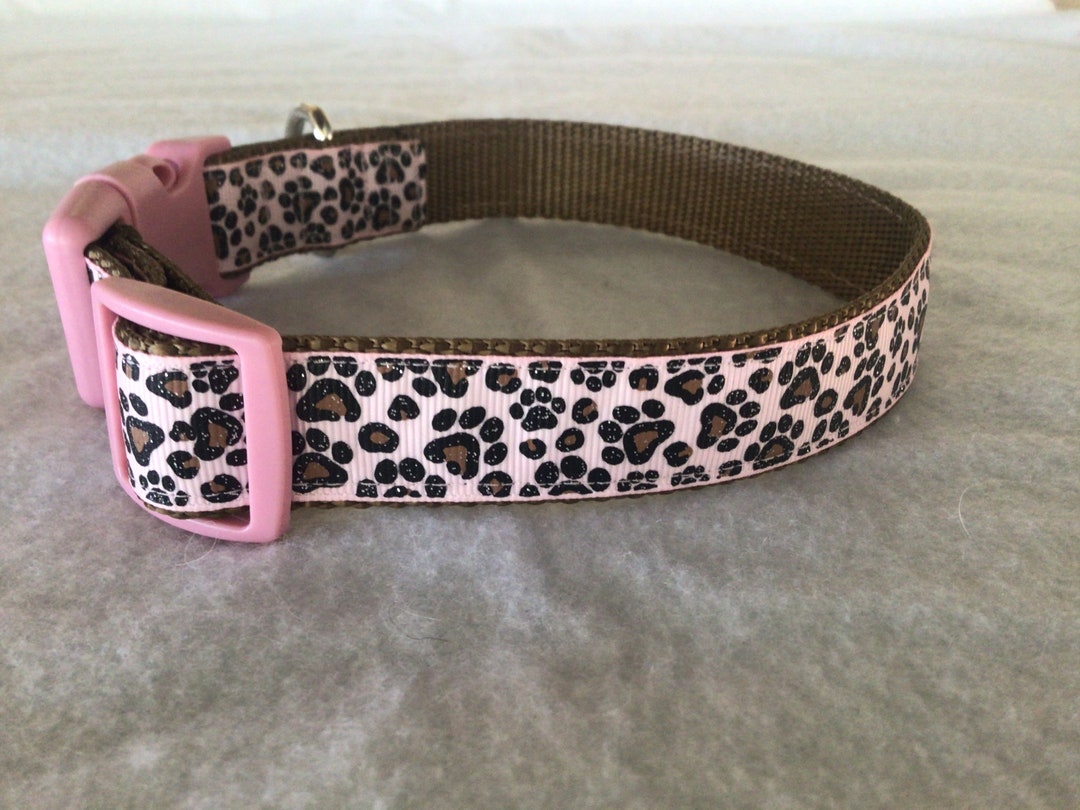 Pink Leopard Print Dog Paw Dog Collar Etsy