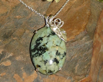 African Turquoise and Sterling Silver Pendant