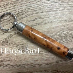 Toothpick Holder Key Ring, Keychain, Cocobolo, Thuya Burl, Olive Wood, Box Elder Burl, Spalted Maple