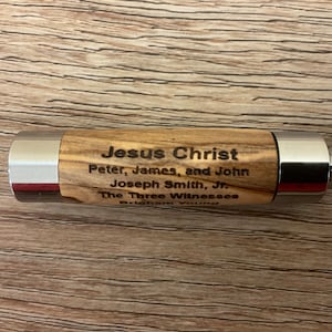 LDS Oil Vial - Olive Wood from the Holy Land w/ Free Engraving of Line of Authority, gift for Fathers, Missionaries, Bishops and more