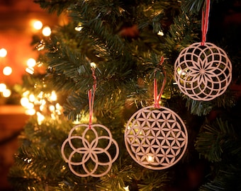 Set of 3 Geometric Christmas tree decorations