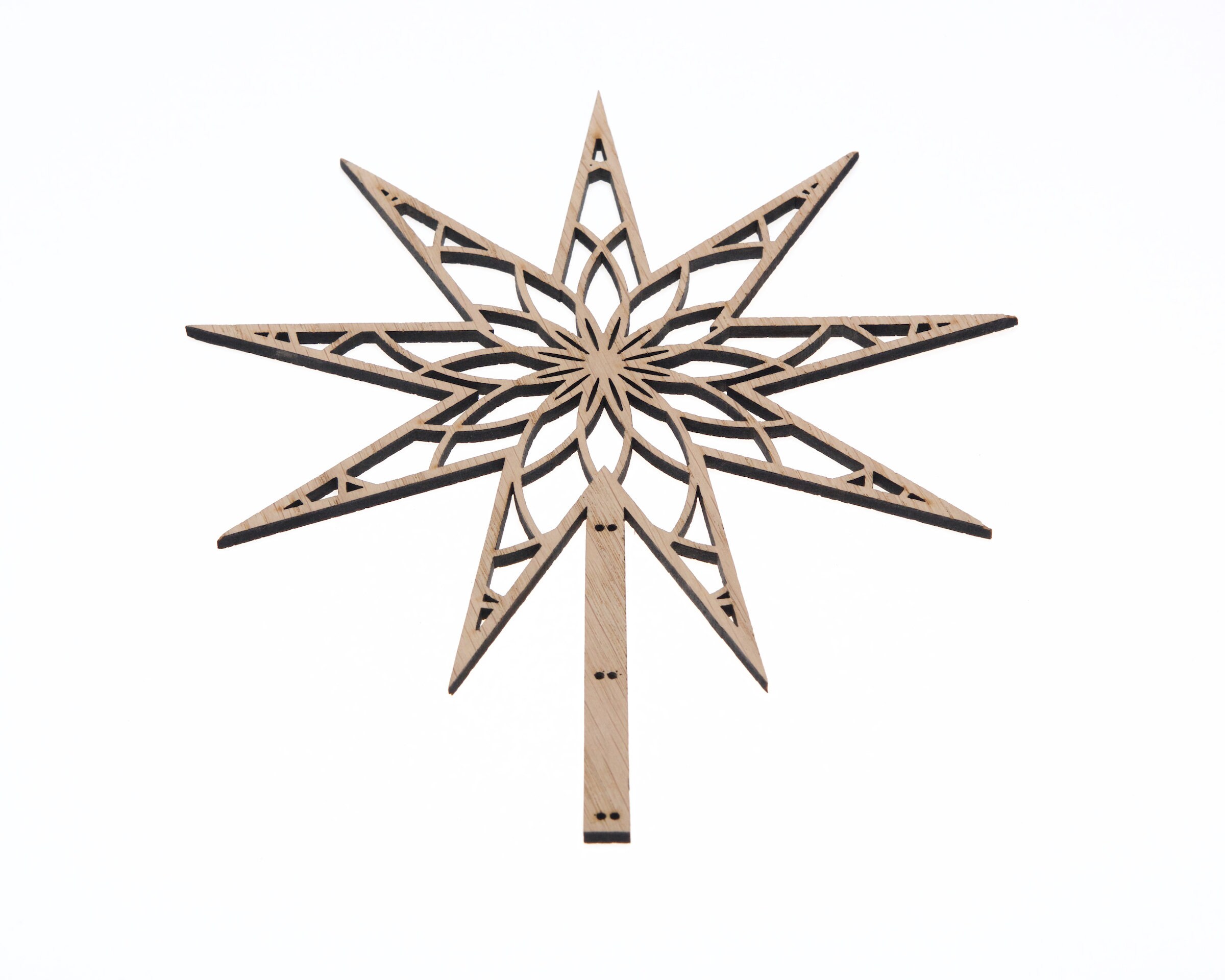 Christmas Tree Topper Geometric Star Oak Wood Finish Etsy UK