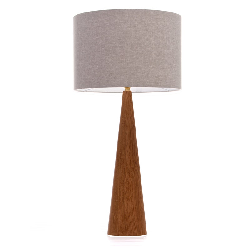 Oak wood table lamp Cone shape 61cm 画像 2